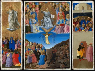 Italiaans: Trittico (Ascensione, Giudizio Universale, Pentecoste) Drieluik van het Laatste Oordeel, Hemelvaart en Pinksteren