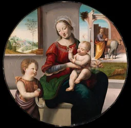 De Heilige Familie met de heilige Johannes de Doper