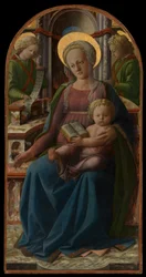 Tronende Madonna met Kind en twee engelen