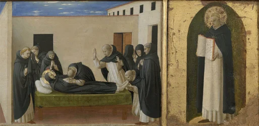 Dood van Sint Dominicus en Sint Thomas van Aquino. Cortona Polyptych (detail), ca. 1437