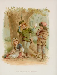 Celia, Rosalind en Orlando uit Shakespeare