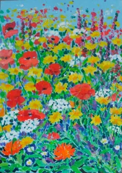 Wilde bloemenweide, 2024 (acryl op doek)