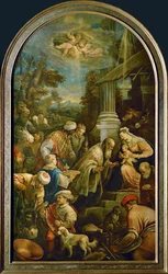 De aanbidding van de Wijzen (olieverf op doek)