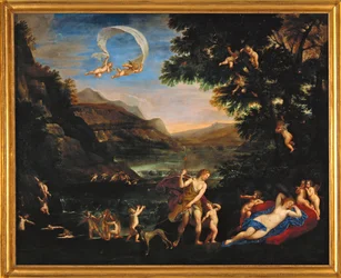 Adonis conduit pres de Venus par les Amours - de liefdesgoden leiden Adonis naar Venus ...