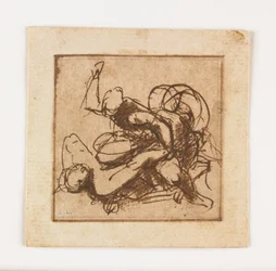 Studie van Twee Vechtende Mannelijke Figuren