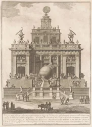 De Seconda Macchina voor de Chinea van 1785: Een plezierpaleis met een luchtballon, 1785