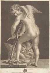 Cupido snijdt een boog