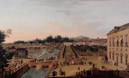Ferdinand VI en Barbara van Braganza in de Tuinen van Aranjuez, 1756