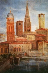 Uitzicht op Mantua (detail)