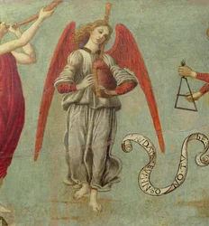 Engel die doedelzak speelt, ca. 1475-97, detail van 64871