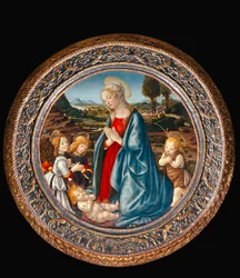 Madonna met Kind, omringd door Johannes de Doper en twee engelen ...