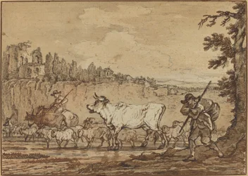Herder die een Rivier Oversteekt