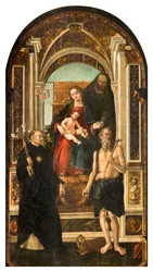 Noord Transept, Altaar van Sint Nicolaas, Madonna op de Troon en Kind Sint Anna Heiligen Nicolaas van Tolentino en Hiëronymus, Francesco Casella 1510