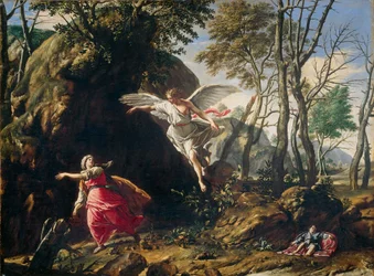 Dutch: Hagar en Ismaël in de woestijn Hagar and Ishmael in the Desert