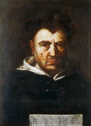 Portret van Tommaso Campanella (1568-1639), Italiaanse Dominicaanse filosoof, schilderij door Francesco Cozza, ca. 1630