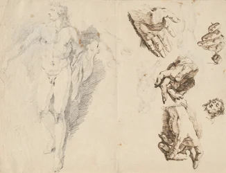 Apollo en studies van de hand van de kunstenaar [recto].