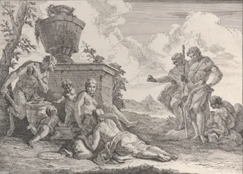 Sater met Knuppel en Zeven Figuren, uit Bacchanalen en Geschiedenissen