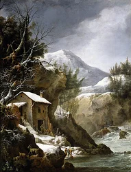 Winterscène in de Bergen (olie op doek)