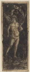 Cherub op een Vaas met Inscriptie: 