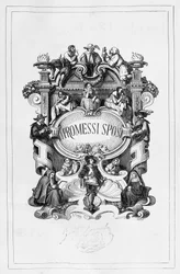 De verloofden, titelpagina van Francesco Gonin (1808-1889) voor de editie van 1840-1842 van de roman van Alessandro Manzoni (1785-1873), Italië