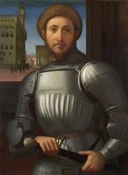 Portret van een man in harnas