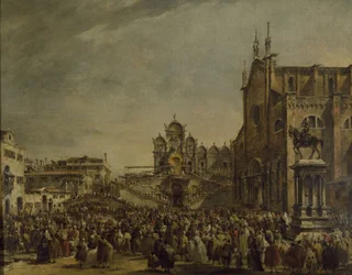 Paus Pius VI zegent de menigte op het Campo SS. Giovanni en Paolo, 18e eeuw