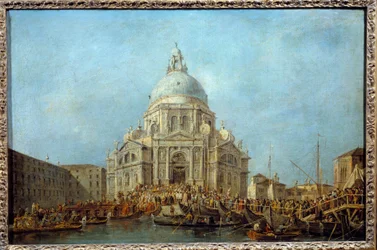 De Doge van Venetië gaat naar de Kerk van Santa Maria della Salute op 21 november, de dag van de herdenking van het einde van de pest van 1630. Dit is waarschijnlijk de Doge Alviso IV Mocenigo (1763-1778).