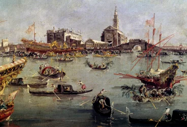 De doge op de Bucentaurus in San Nicolo van Lido naar Venetië, Hemelvaartsdag
