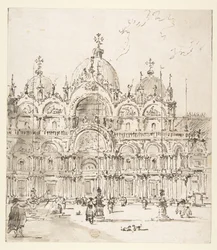 Gezicht op het plein met de Basiliek van San Marco