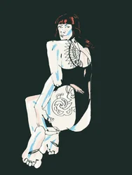 Elegante pose met tatoeages