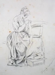 Studie voor portret van zijn vrouw