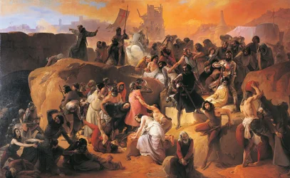 De dorst geleden door de eerste kruisvaarders in Jeruzalem (detail)