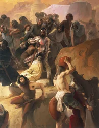 De dorst geleden door de eerste kruisvaarders in Jeruzalem (detail)