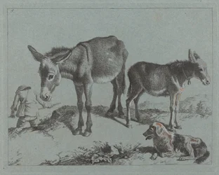 Ezel met haar veulen, een hond en een boer, 1762-1763