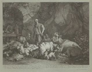 Oude, Kaalhoofdige Herder, Zittende Herdersjongen en Kudde