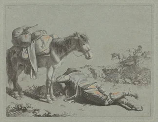 Herder in Rust Nabij een Pakpaard