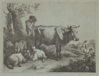 Staande Koe en een Herderjongen met Kudde, 1760s