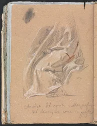 Verona Schetsboek: Draperiestudie met voet en inscriptie (pagina 88)