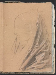 Verona schetsboek: Vrouwelijk hoofd met draperie, pagina 81, 1760