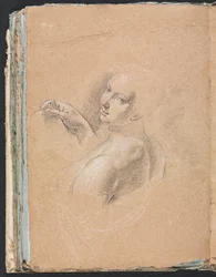 Verona Schetsboek: Vrouwelijk naakt kijkt over linkerschouder pagina 74, 1760