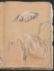 Verona Schetsboek: Studie van een Linkervoet en Draperiestudie met Rechterarm (pagina 79)