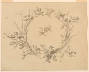 Tekening, Studie voor frescodecoratie, Quirinaal Paleis, Rome, 1815-16