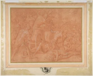 Ulysses en zijn metgezellen in gevecht met de Ciconen voor de stad Ismaros, studie voor een vernietigd fresco in de Galerie d