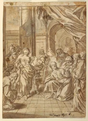Tekening, Christus en de overspelige vrouw, 1750-60