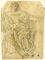 Zittende vrouwelijke figuur