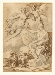 Venus ontvangt van Vulcanus de armen van Aeneas