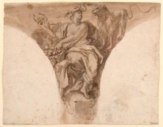 Tekening, Afrika, Ontwerp voor een hangertje in de doopvont van de Sint Pieter, Rome, 1713-26