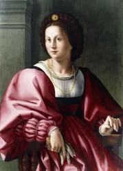 Portret van een Dame, zittend driekwart lengte, een Handschoen Vasthoudend