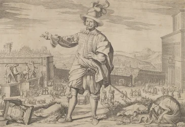 Portret van Ioannes Altus Johann Alten, van de Zwitserse Garde, staand bij het Quirinaal, 1623