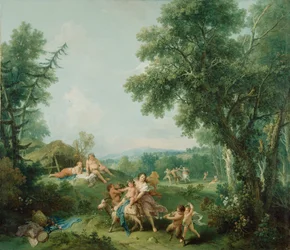 Landschap met de Opvoeding van Bacchus, 1744